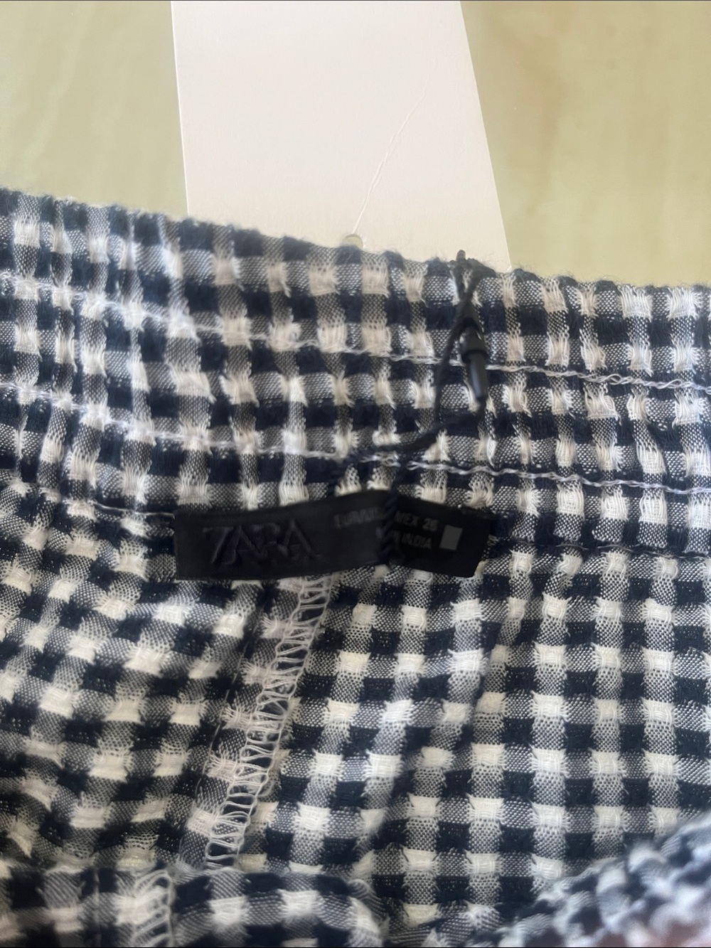 Zara Gingham Drawstring Flared Skort - Navy & White - Picture 5 of 5